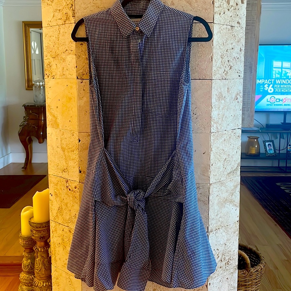 Derek Lam Dress Blue and White checkered Tie-Front Dress. Size S/P
